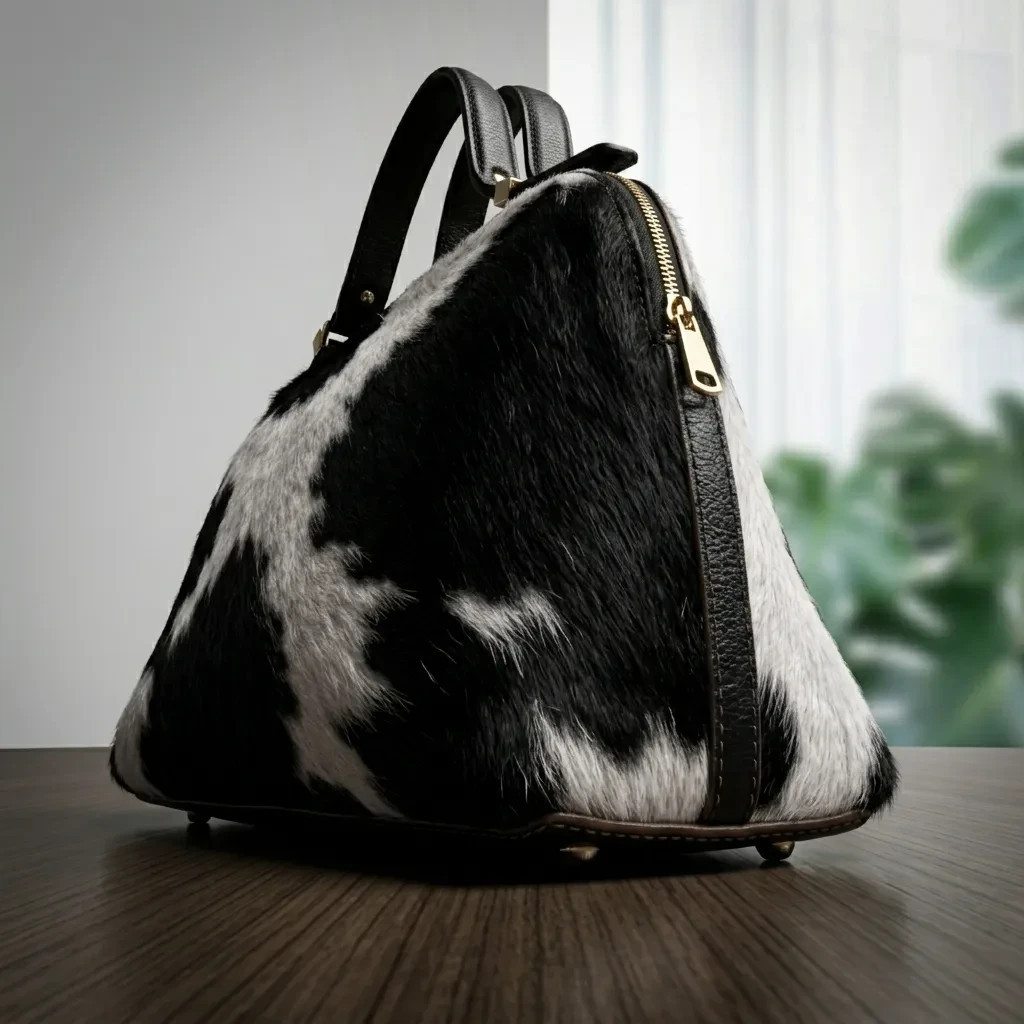 Women’s Hair On Cowhide Leather Shoulder Bag Natural Black White Western Purse