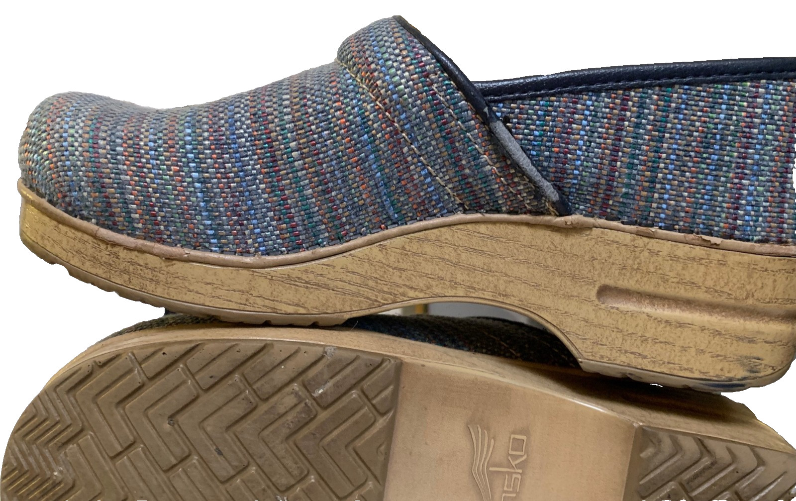 Dansko EU 41 (US 10.5-11) clogs, multicolor textile upper
