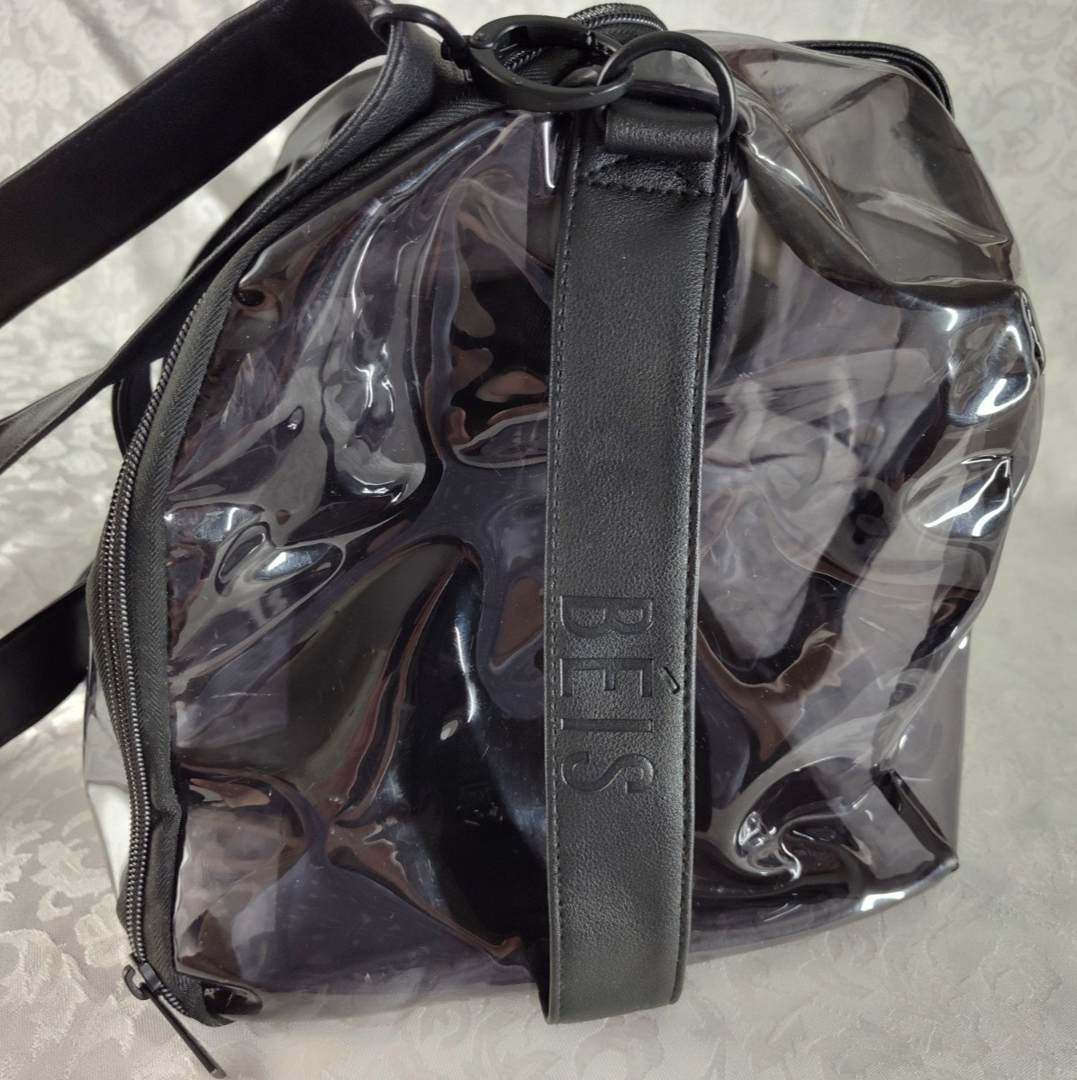 Beis Black & Clear Transparent Duffel Gym Travel Weekender Bag ST42