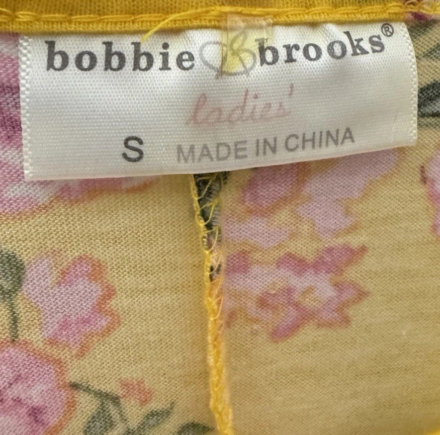 Bobbie Brooks Yellow Floral Ruffle Sleeve Tunic Blouse Top Shirt S