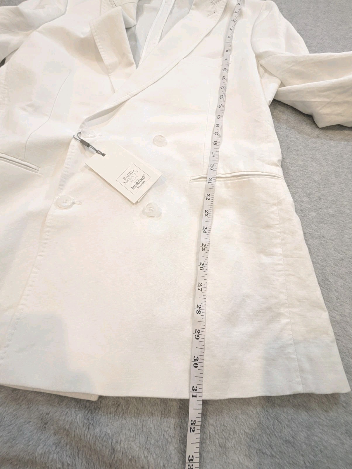 Baird McNutt Murano White Linen Blend Blazer Jacket Mens LT Doublebreasted