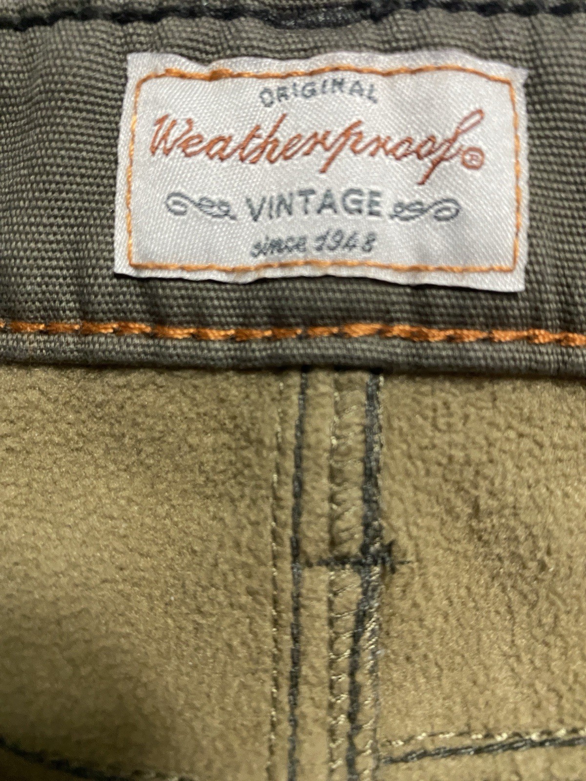 Weatherproof Lined Regular Fit Olive Men’s Vintage Pants Cotton Blend 40×30