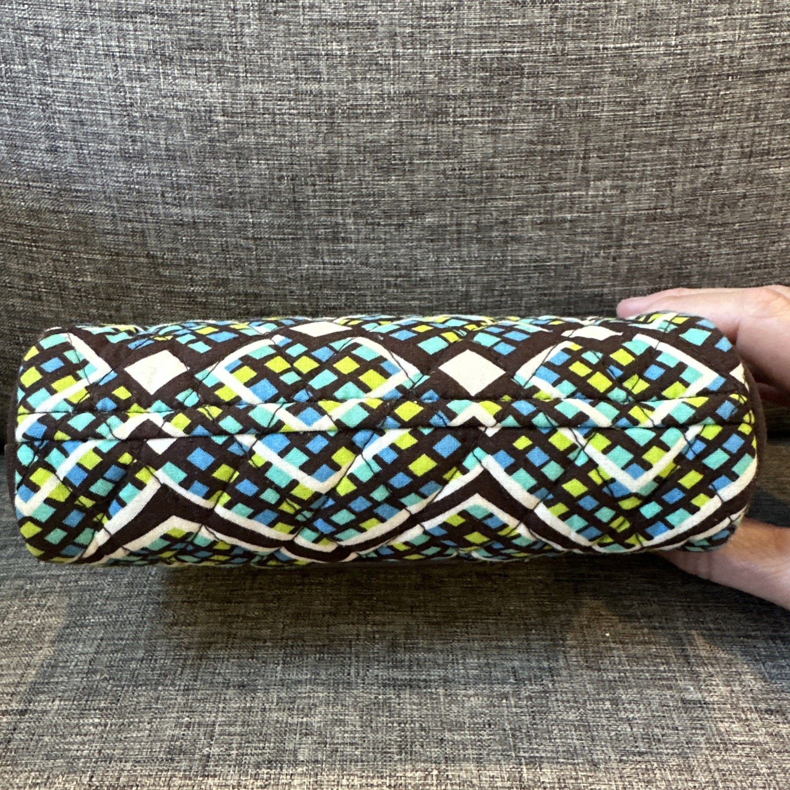 VERA BRADLEY Medium zip Cosmetic Bag Rain Forest pattern Geometric green brown