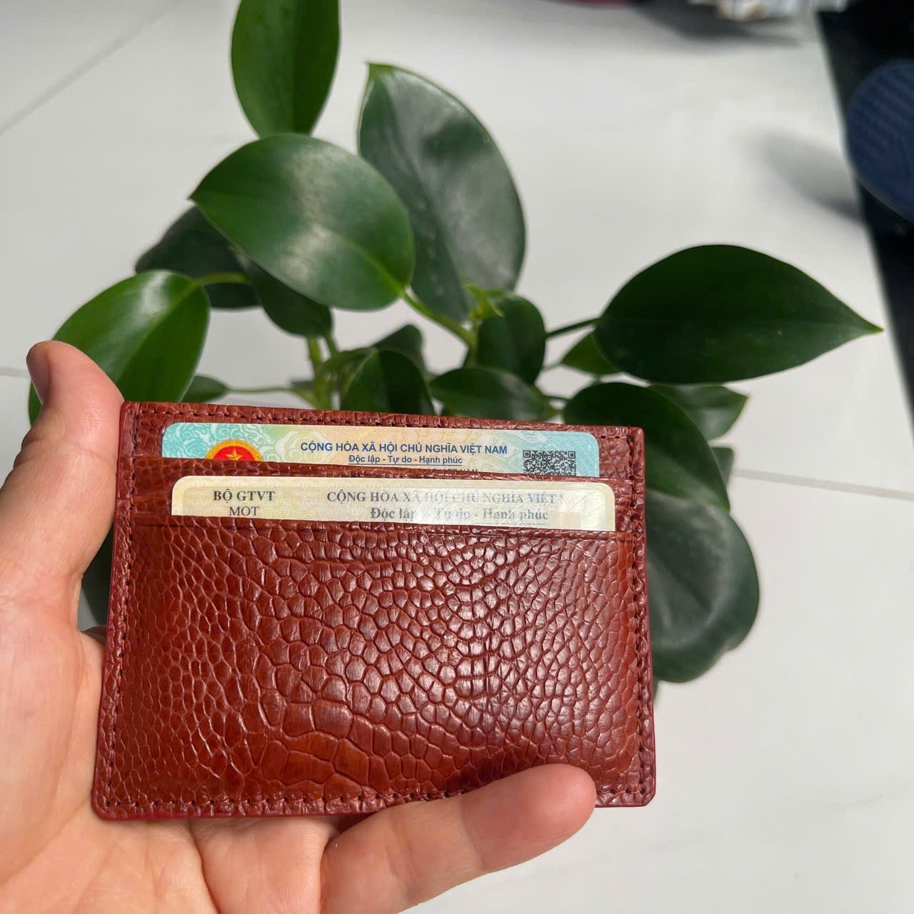 BrownGENUINE OSTRICH LEATHER SKIN CREDIT CARD HOLDER/ WALLET CARD HOLDER FOR MEN