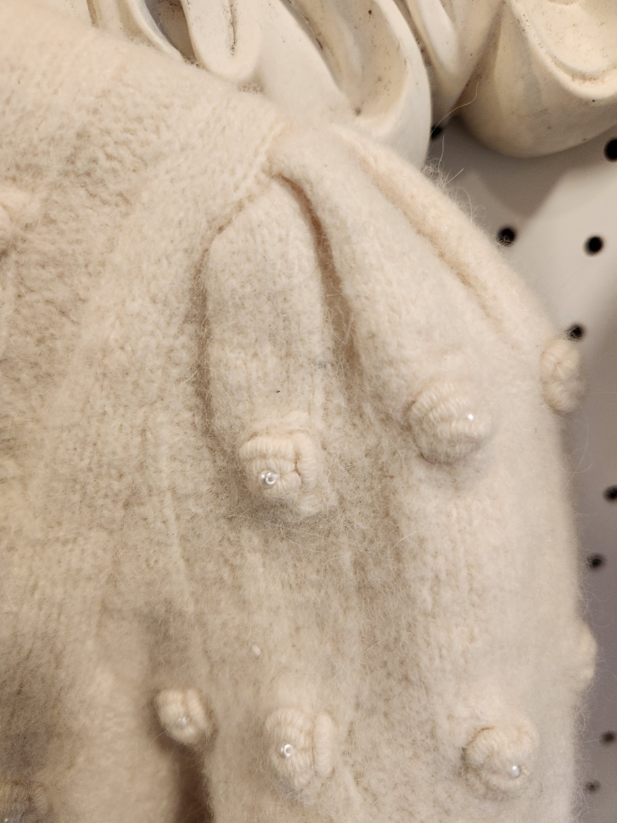 Vintage Adele Joyce Cardigan Womens Cream Angora Lambswool Pearl Button Felted