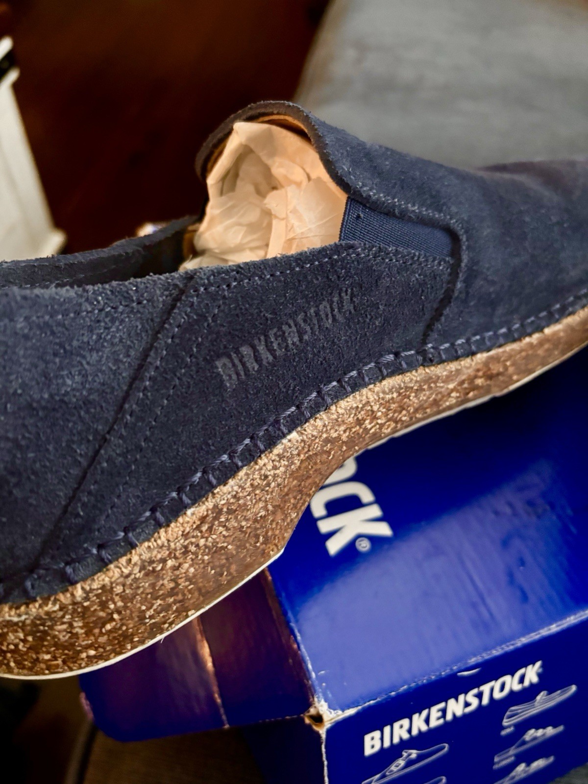 Birkenstock Callan Slip On Navy Suede Shoes Size 40