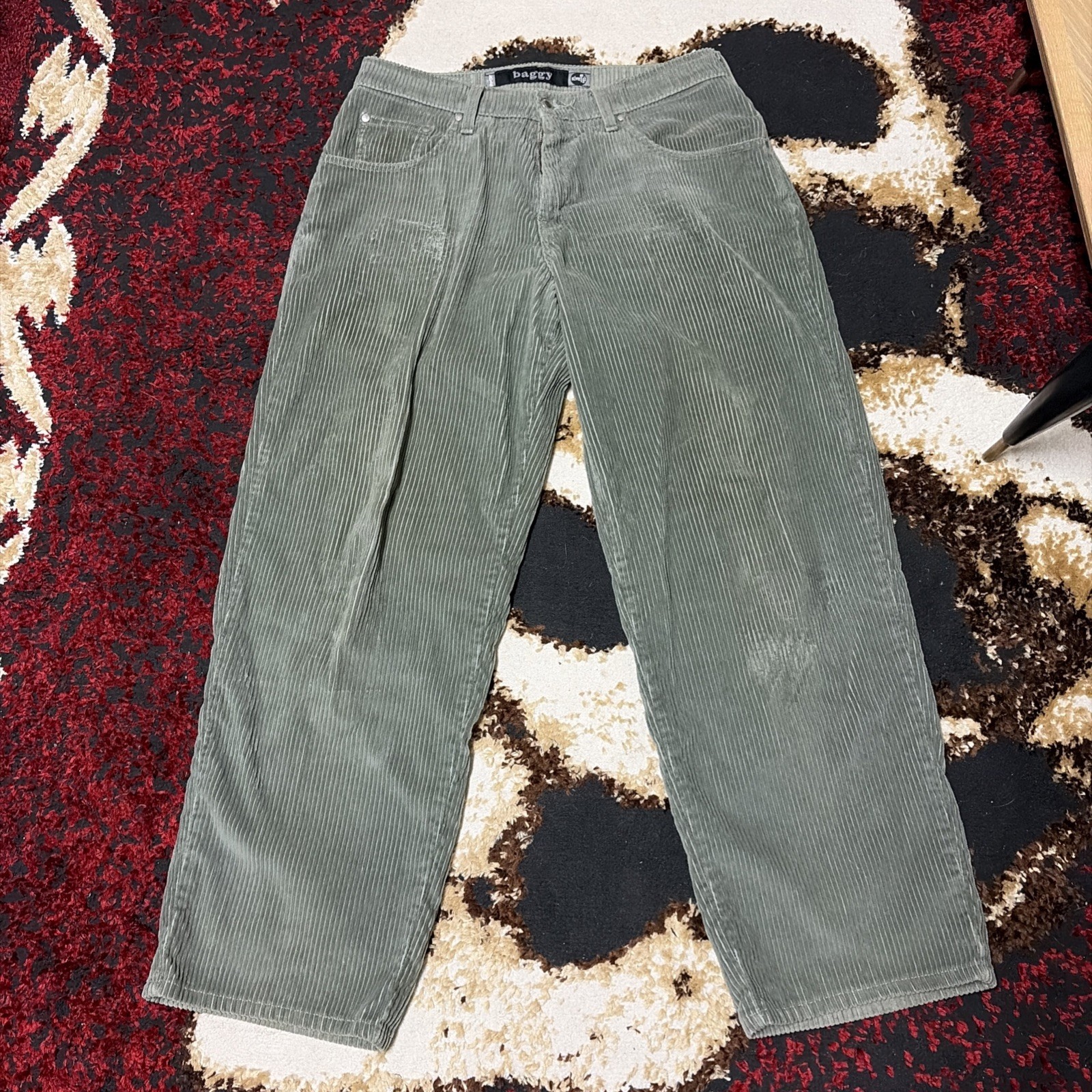 Vintage Levis SilverTab Pants Mens 34X30 Green Corduroy Carpenter 90s Y2K