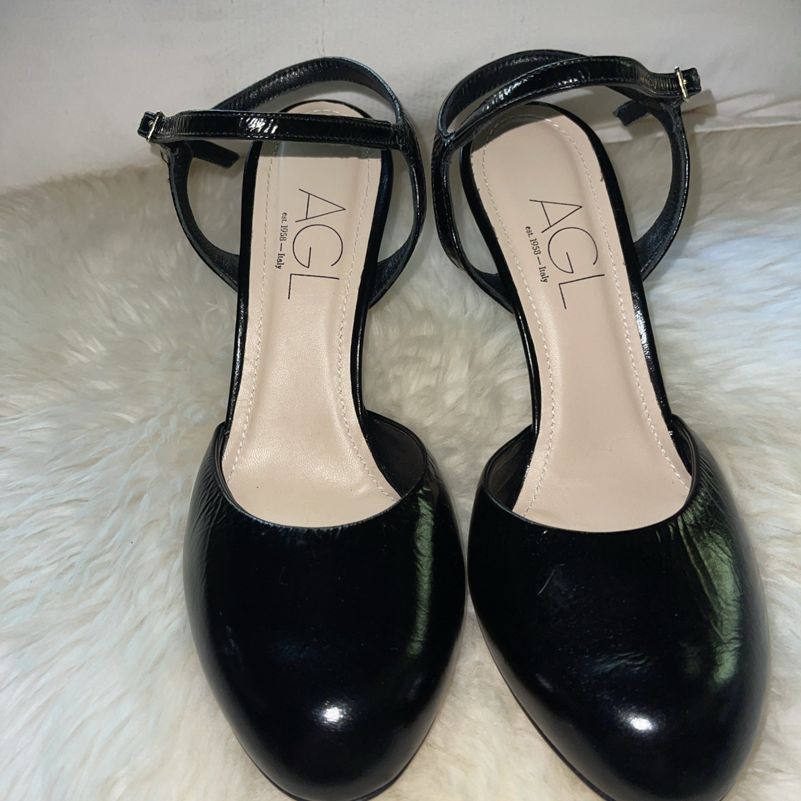 AGL MARYJANE SLINGBACK 38.5 BLACK LEATHER