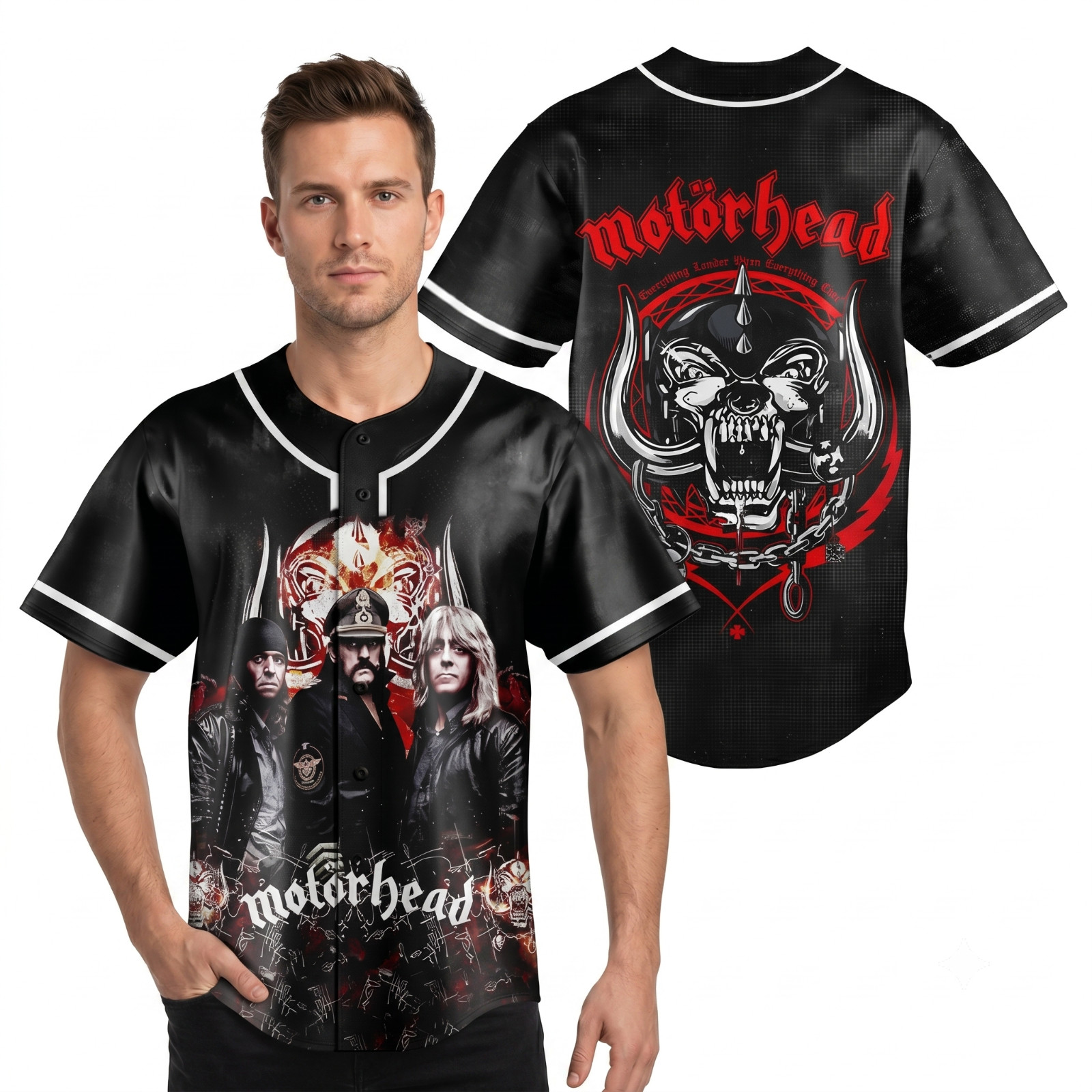 Motorhead Band Baseball Jersey Heavy Metal Mens Graphic Music Fan Gift