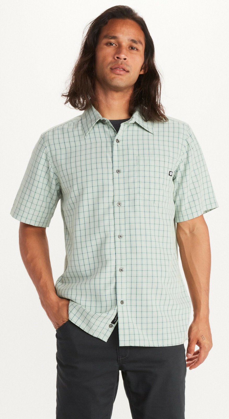 MARMOT Eldridge UPF Sun TRAVEL Hiking QUICK Dry WINDOWPANE Plaid SHIRT Mens size