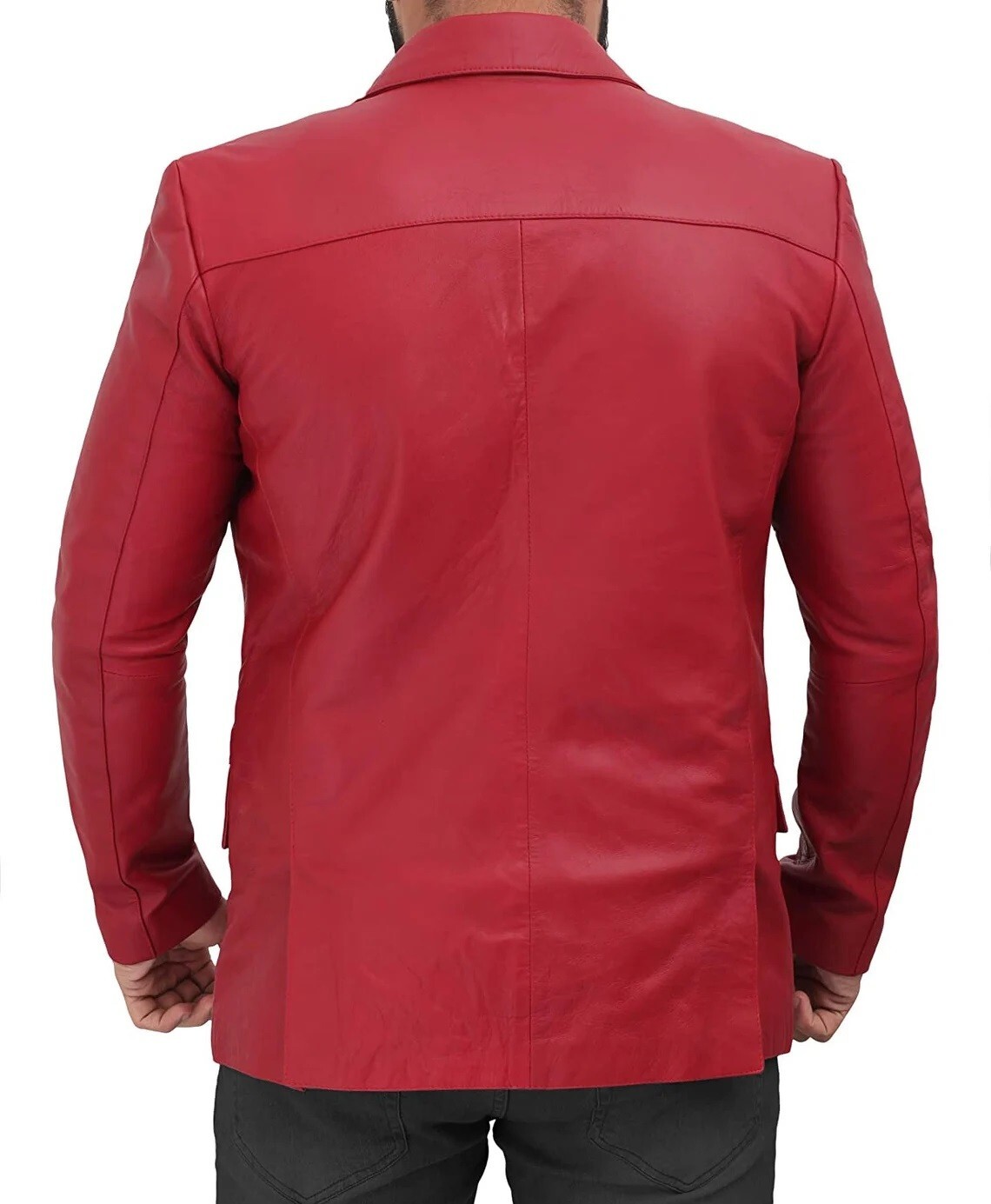 Real Lambskin Leather Blazer For Men Slim Fit Business Meeting Wear Coat MB13a