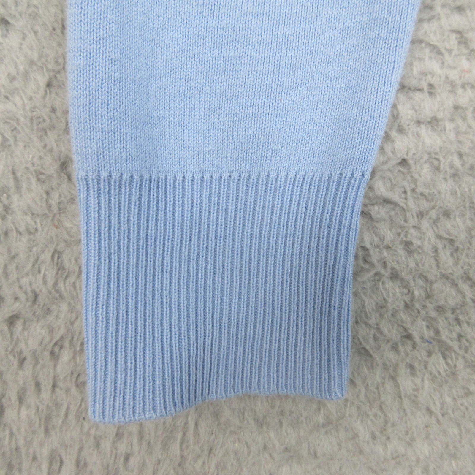 Cabi Cardigan Sweater Womens Medium Blue V Neck Button Front Split Back Knit