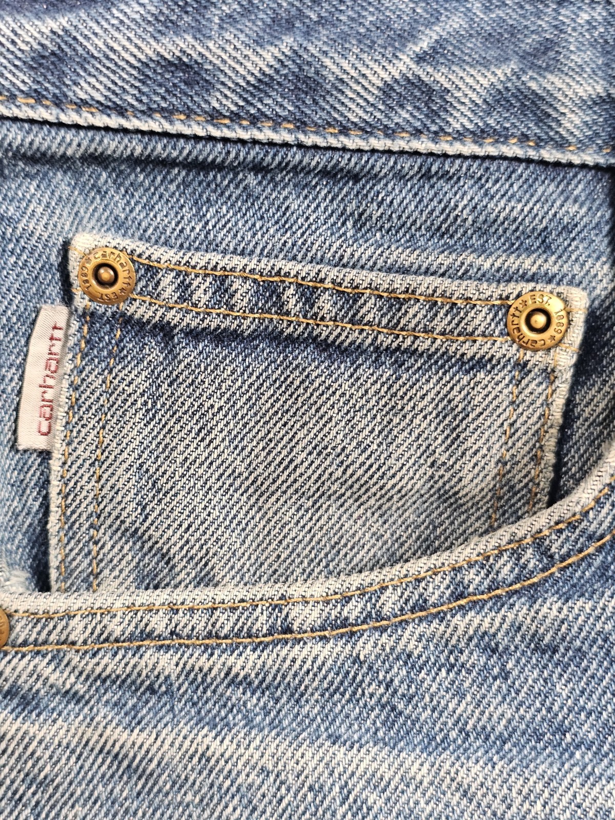 Carhartt B172 Relaxed Fit Tapered Flannel Lined Jeans Mens 42×32 Dark Stone