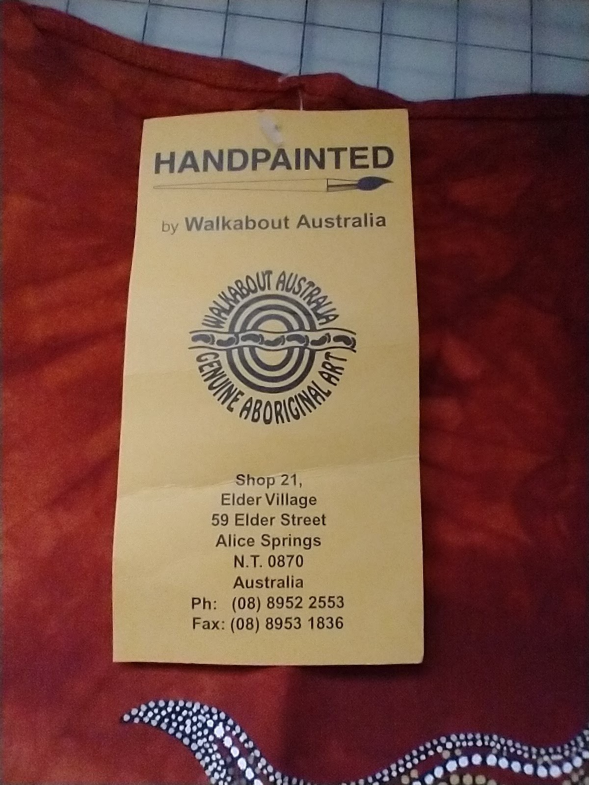 Australian Aboriginal Hand Painted Art Shirt, Mud Cloth Tie Dye Cotton, Kangaroo