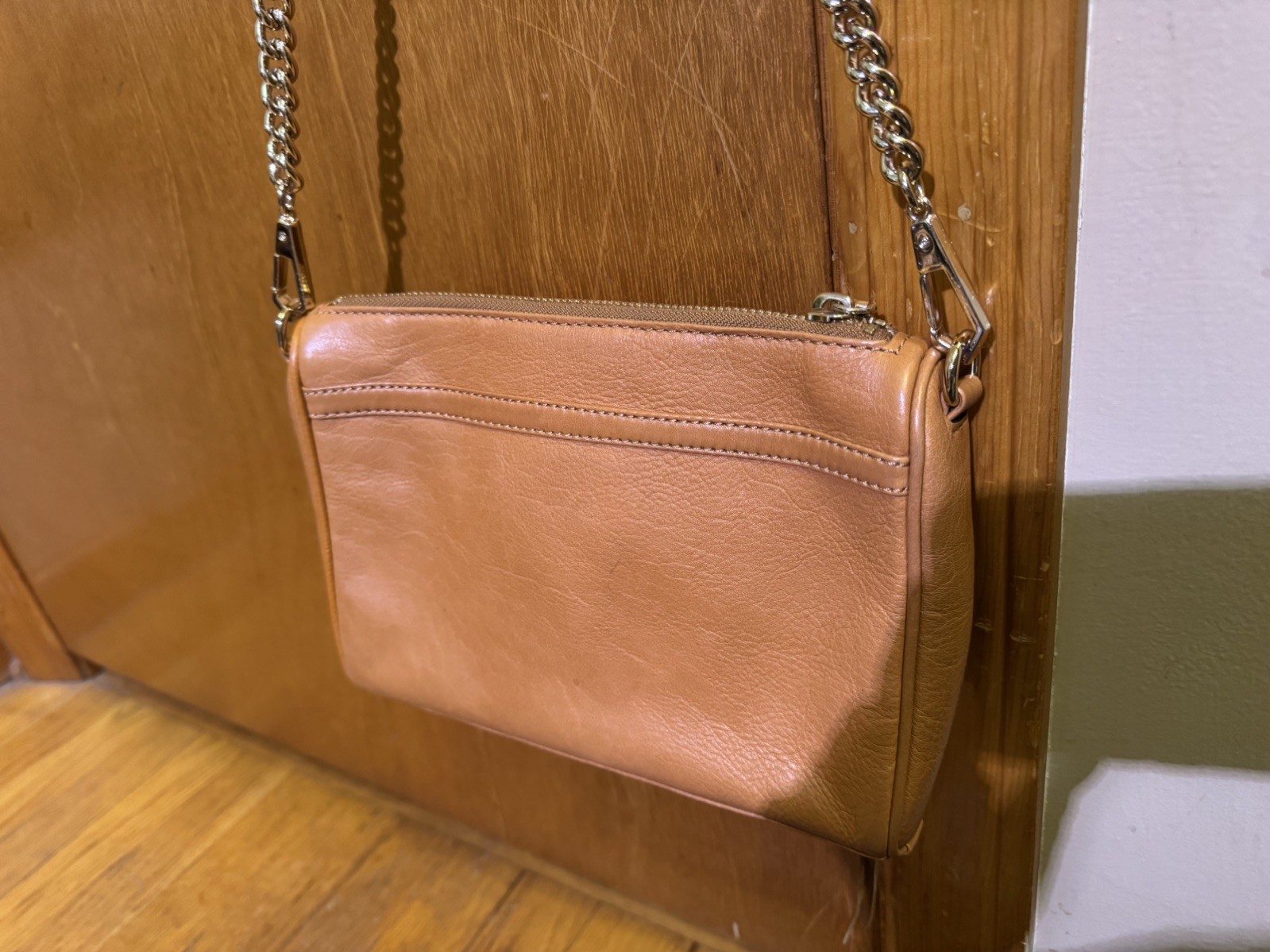 Rebecca Minkoff Mini Mac Tan Leather Chain Crossbody Shoulder Hand Bag Purse