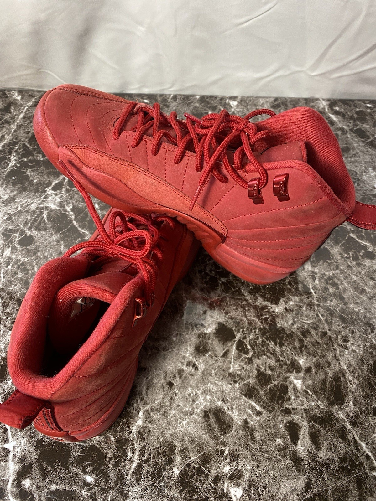 Jordan 12 Retro High Top Red/Black Leather Sneaker Kids 6.5Y 153265-601