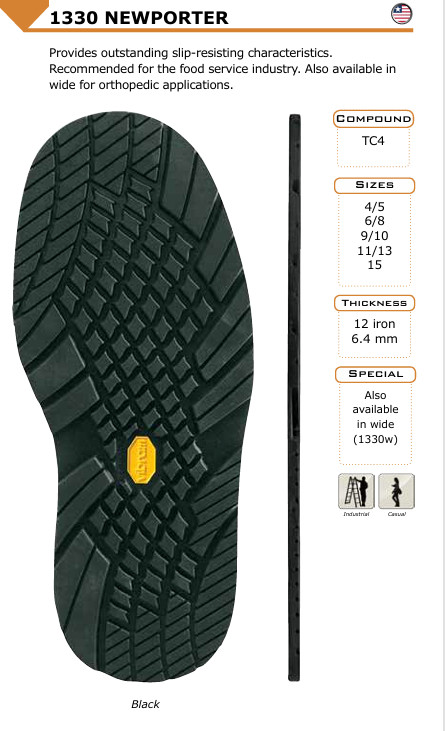 Vibram 1330 Newporter Sole Black (All Sizes)