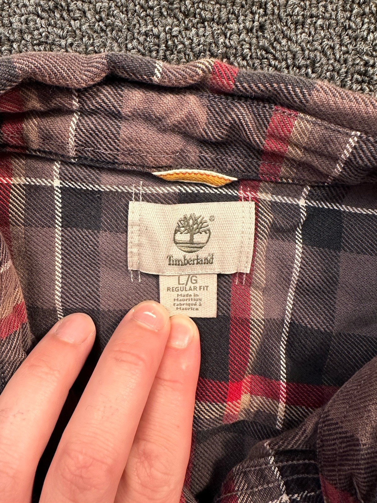 Timberland Men’s L Regular Fit Plaid Flannel Heavy Cotton Button-Up