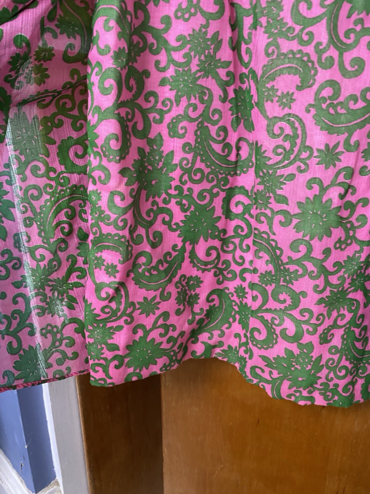 Vintage 60s Mod Pink Op Art Trapeze Tent Babydoll Dress Green Size Bow Barbie M
