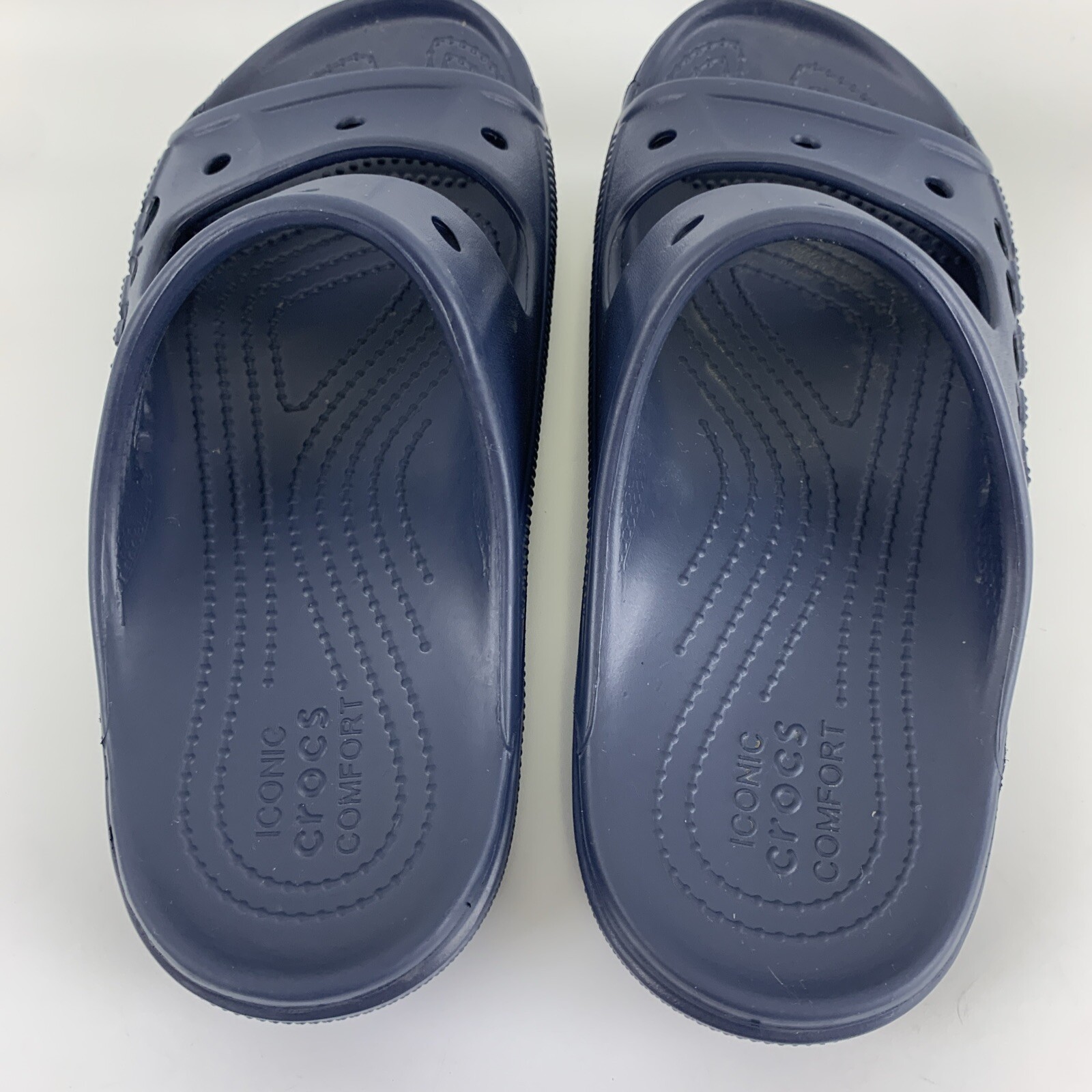 Crocs Baya Slide Sandal Navy Blue Double Strap 207627 Unisex Womens 9 Mens 7