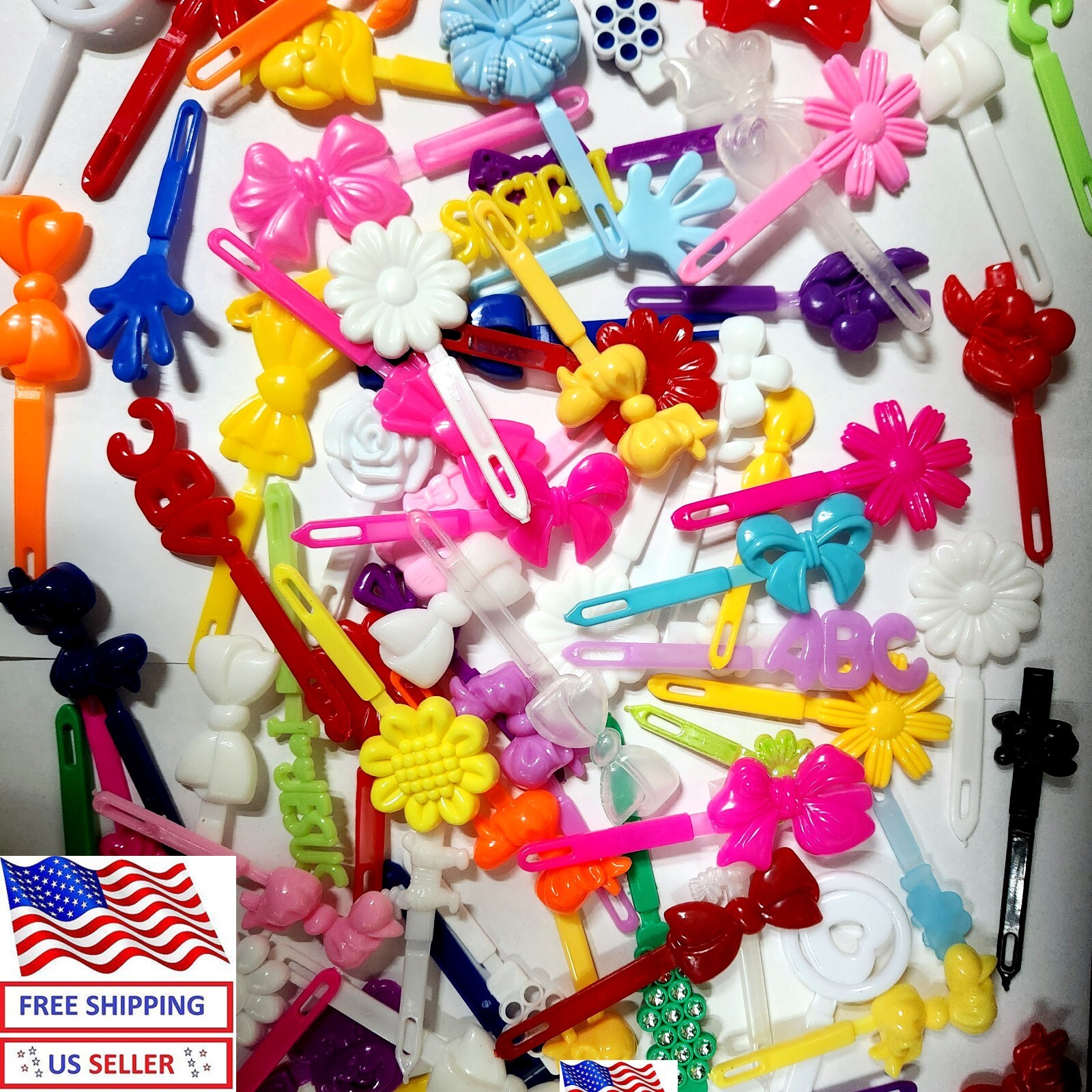 CHOOSE QUANTITY-3″ LONG MIXED DESIGN PLASTIC HAIR BARRETTES
