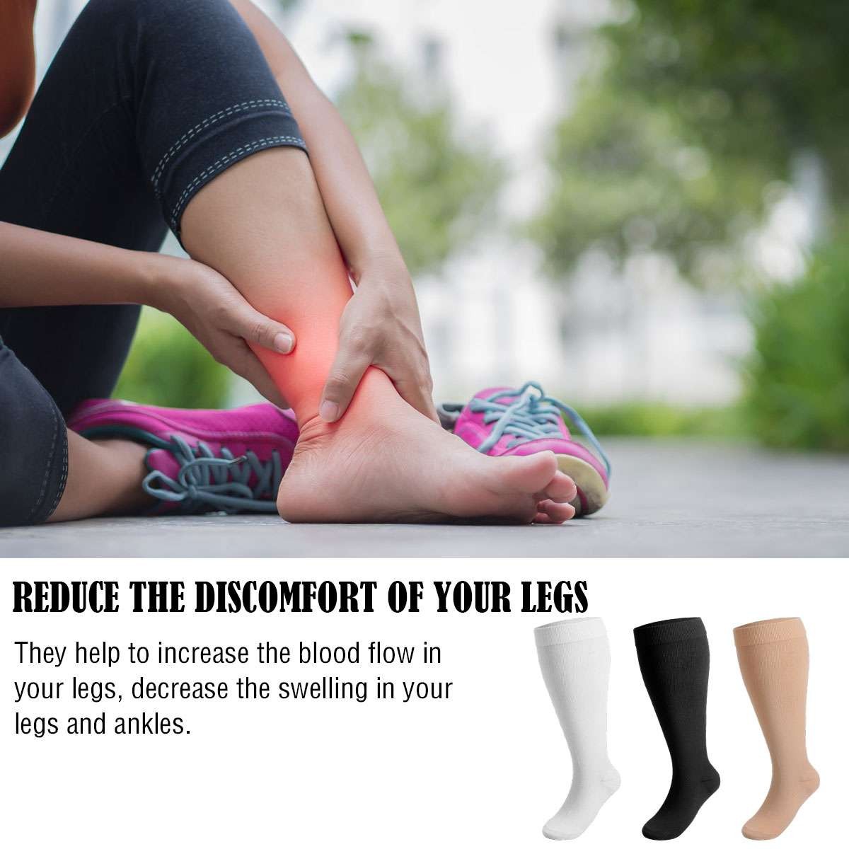 3 Pairs Compression Socks Stockings Womens Mens Knee High Medical 20-30 S/M-4XL