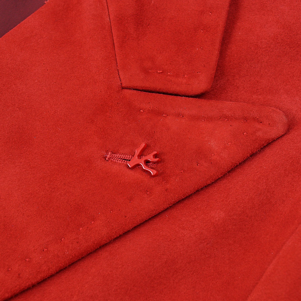 Isaia Red Soft Nappa Lambskin Suede Leather Blazer Jacket Slim L (Eu 52) NWT