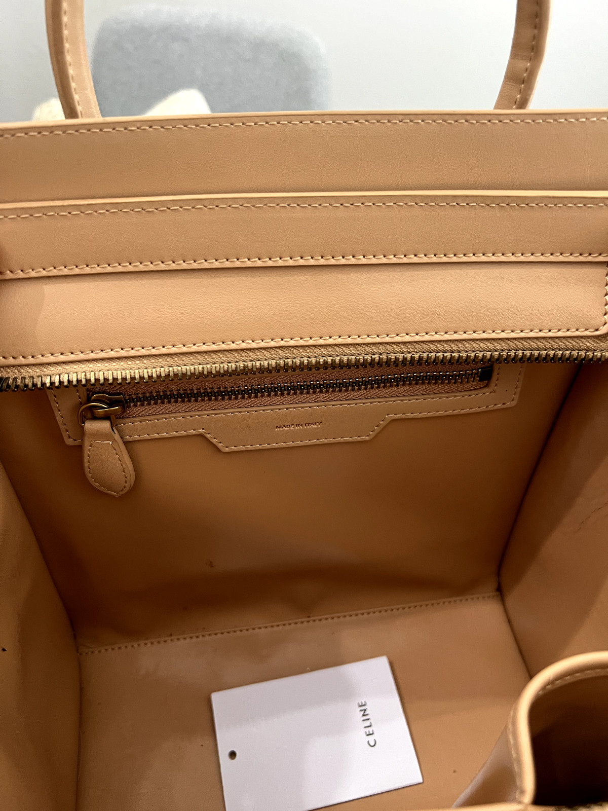 CELINE Luggage Aged Gold Hardware Shoulder Bag Micro Brown Leather
