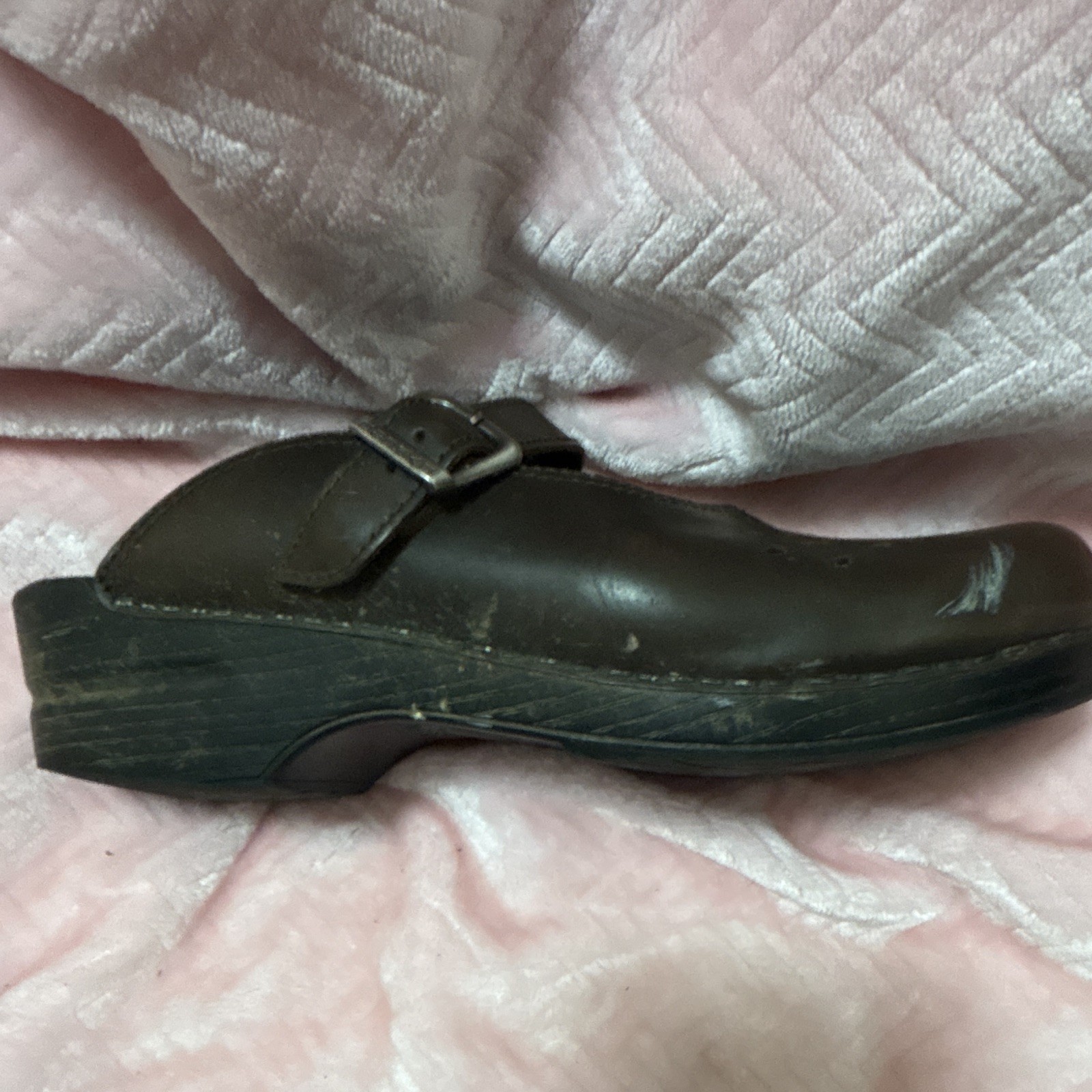 Dansko Merrie Mary Jane Brown Leather Open back Slip on Mule Clog Women 9.5 40