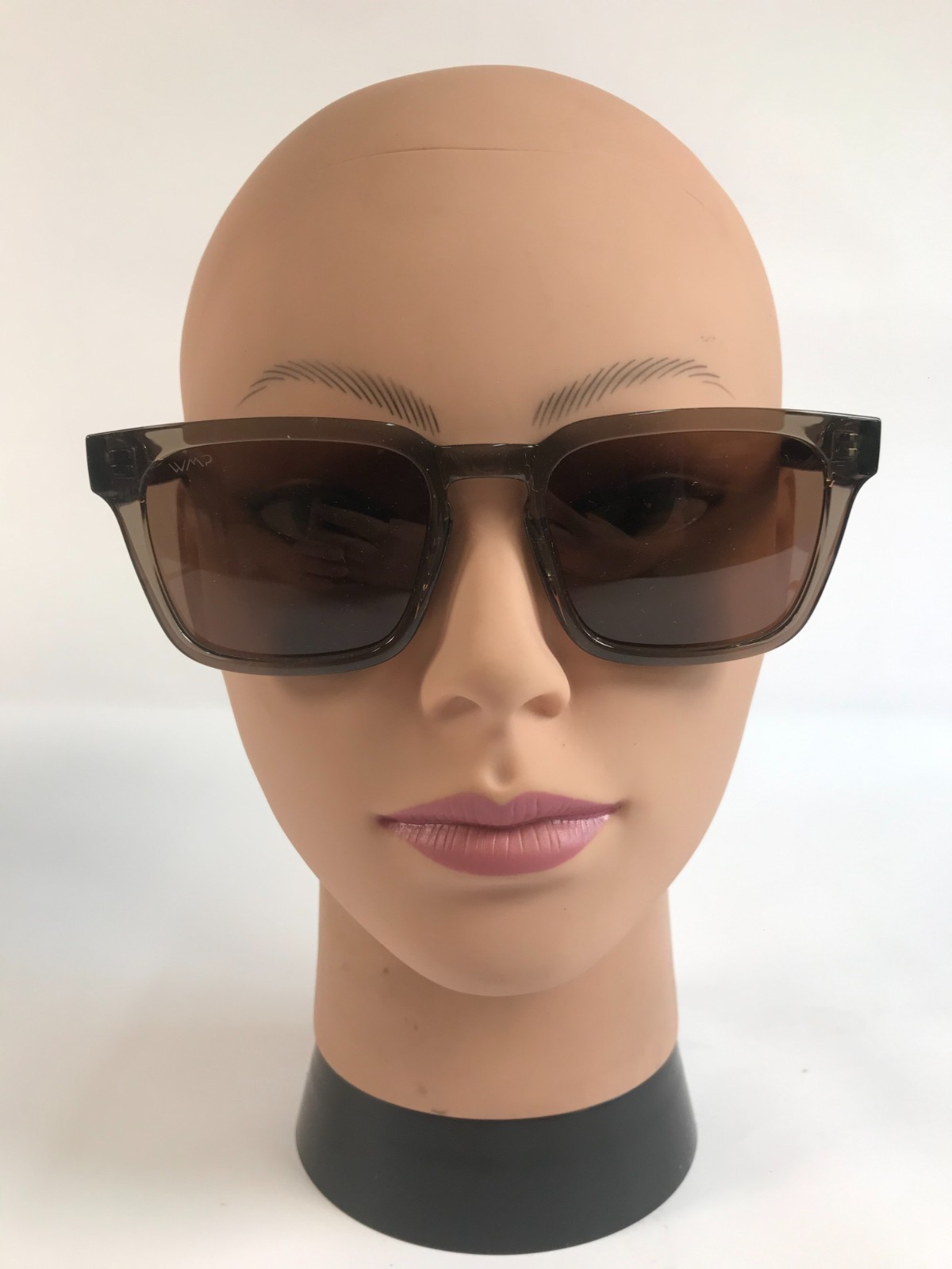 WMP Maverick Square Crystal Brown Sunglasses W 52-21-142 Amber Lens
