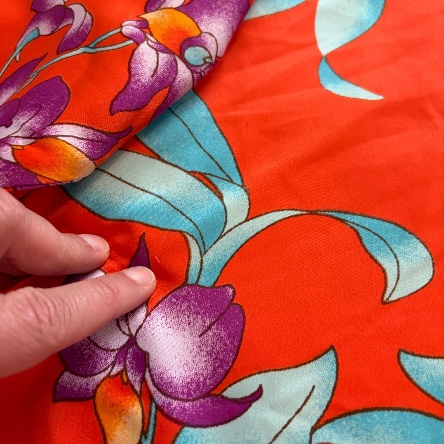 Natori Satin Kimono Caftan Womens XL Orange Floral Tunic Asian Inspired