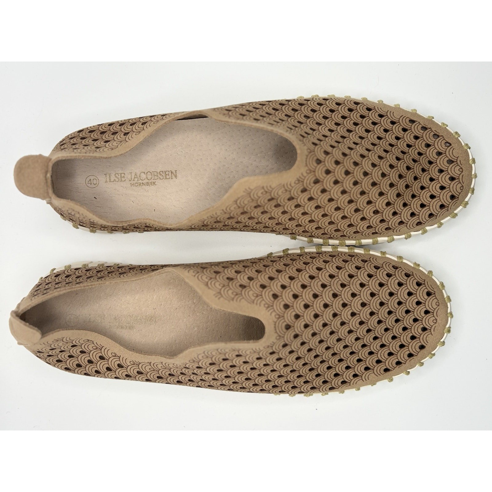 Ilse Jacobsen Hornbæk Tulip Latte Laser Cut Slip-On Flats EU 40 US 9-9.5 Comfort