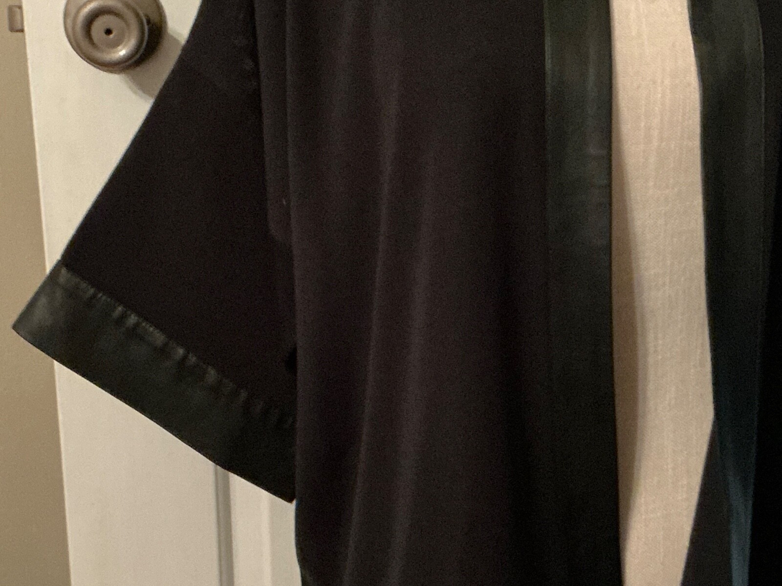 🌸 Ming Wang Black with Black Faux Leather Trim 3/4 Sleeve Size M Jacket 🌸