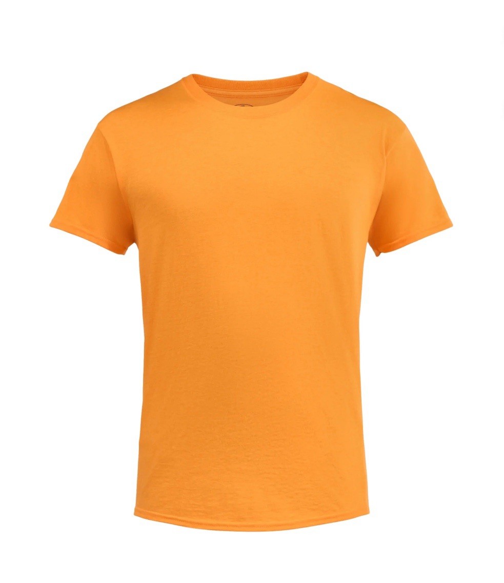 ATHLETIC WORKS Men’s S (34-36) Cotton Tee Short Sleeve • Blaze Orange