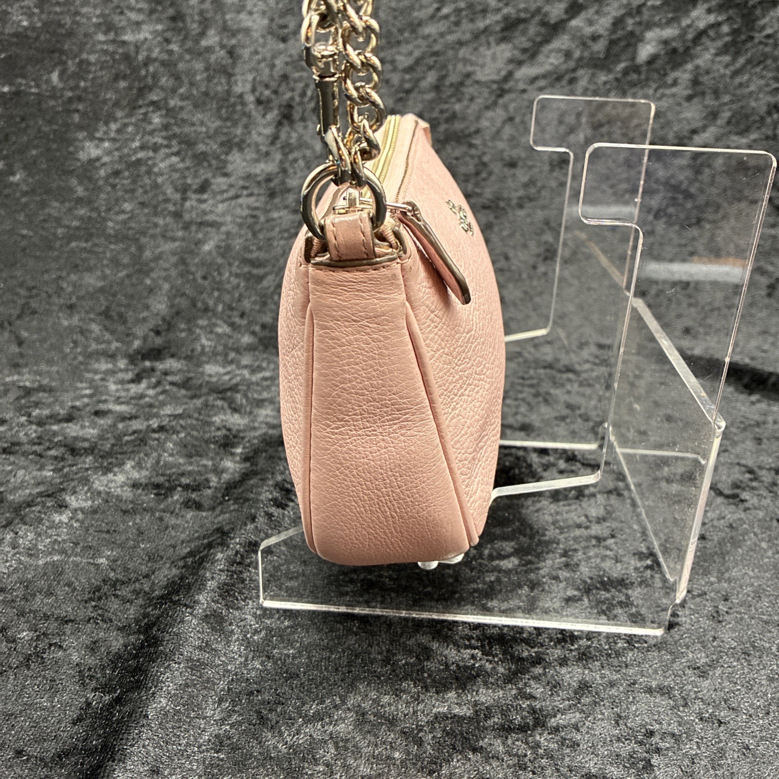 Coach Nolita 19 Petal Pink Pebbled Leather Wristlet Chain Shoulder Bag F53340 NY