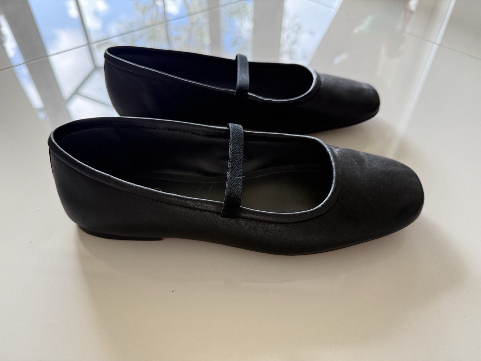 Franco Sarto Mary Jane Flats Black Leather Eileen 6 M Square Toe