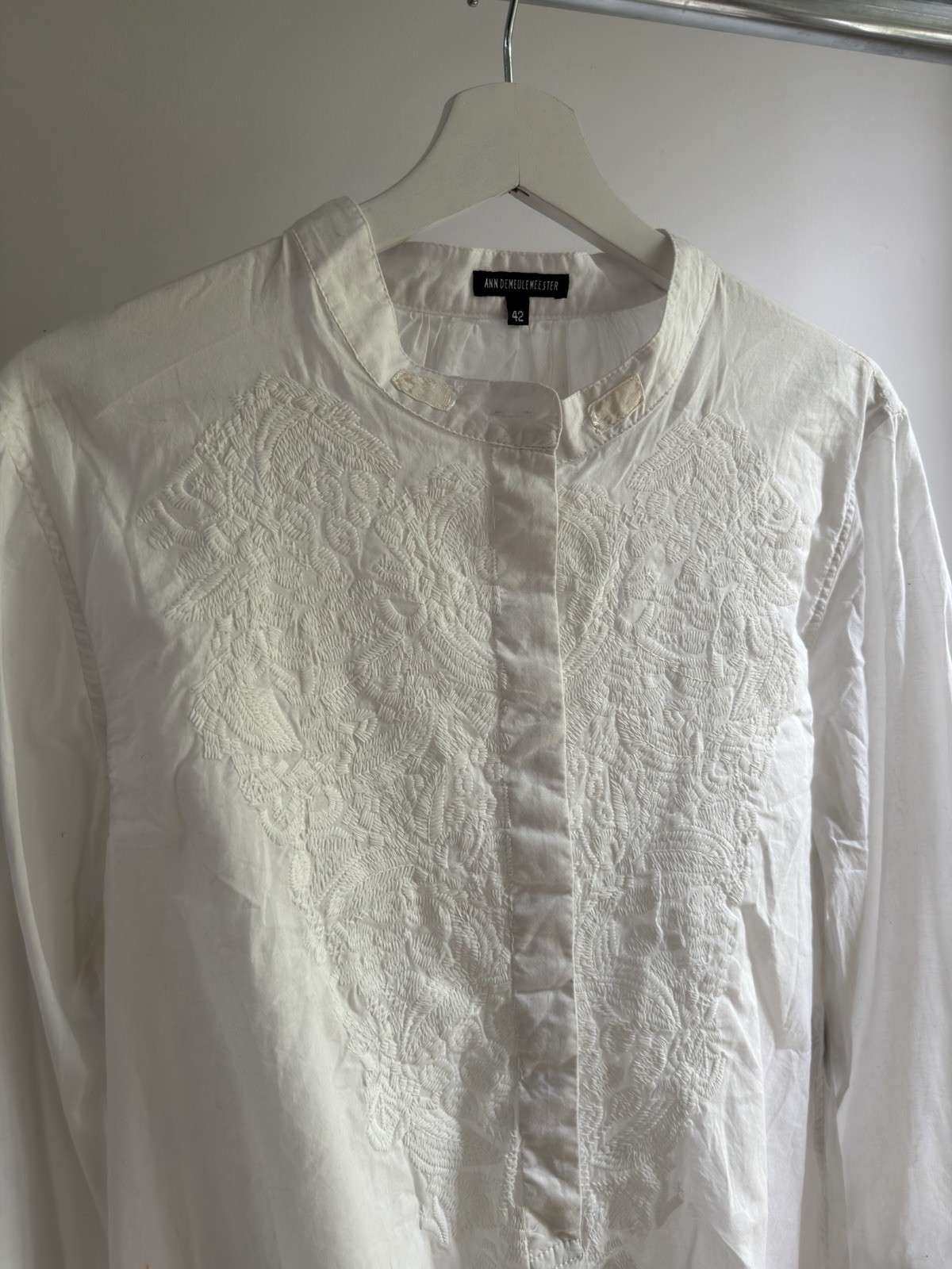 Ann Demeulemeester Embroidered Flared Sleeve Button Shirt (Size 42) Oversized