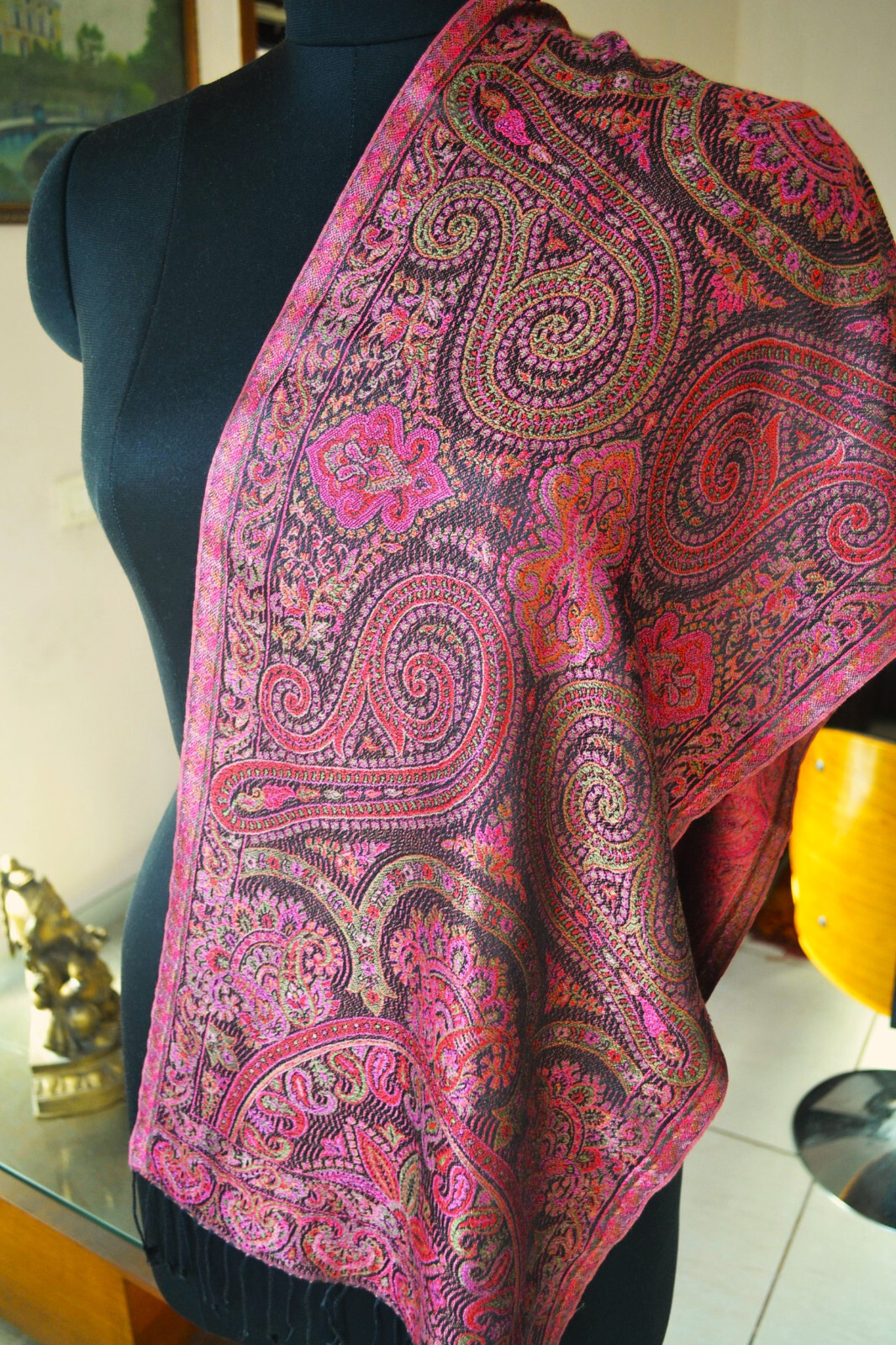 EXQUISITE IRIDESCENT SILK PASHMINA JAMAVAR SCARF JAMAVAR CHALE ~16 DESIGN STOCK