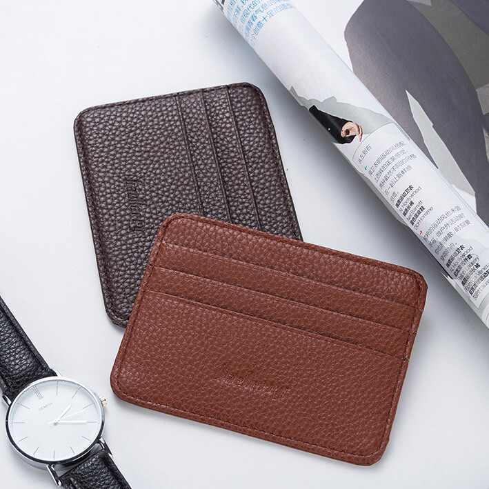 Unisex Slim Leather Wallet Card Holder Front Pocket Wallet Credit ID Pocket Thin