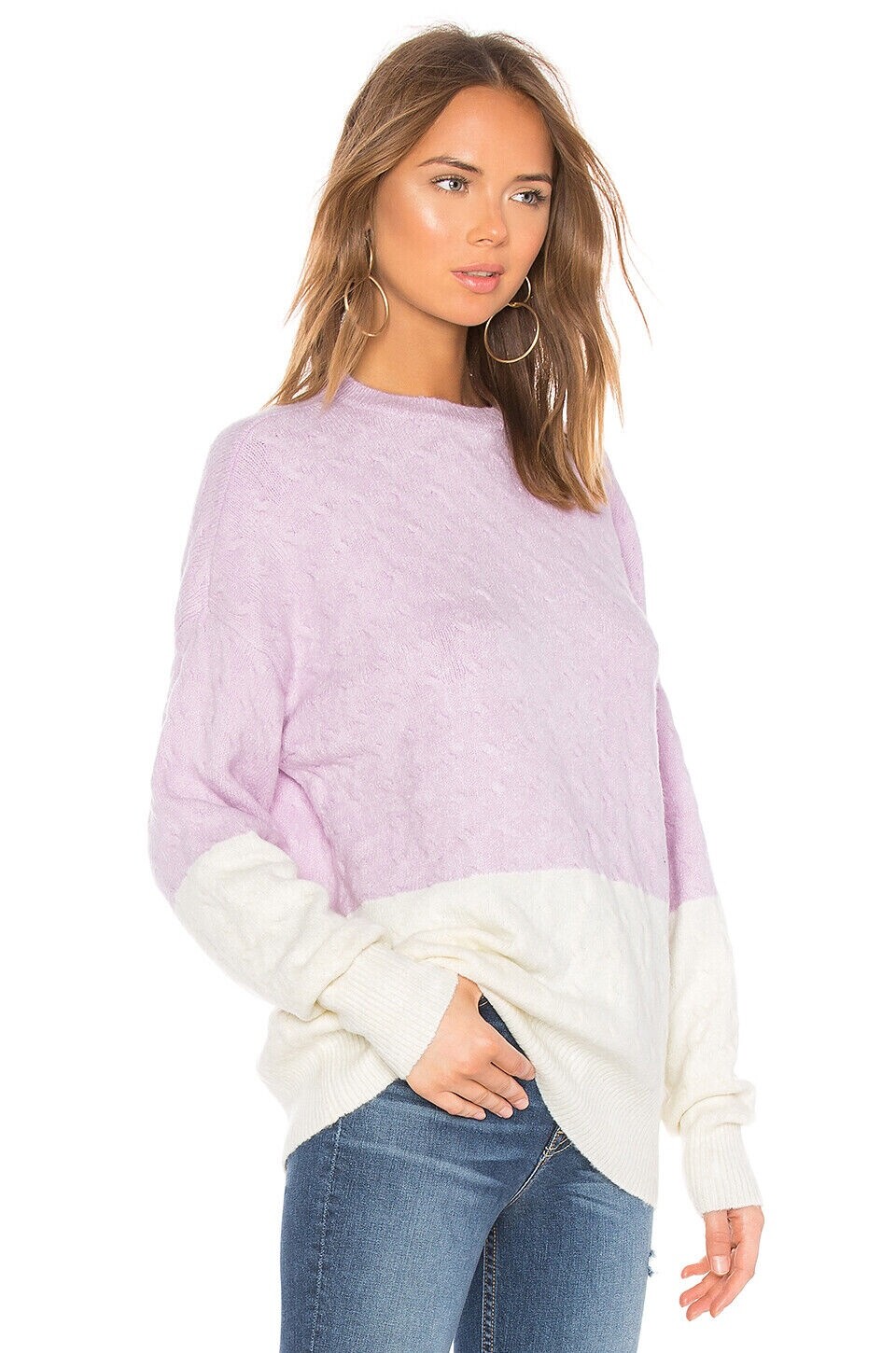 Lovers + Friends Revolve Colorblock Sweater Soft Purple Spring Summer Pastel New