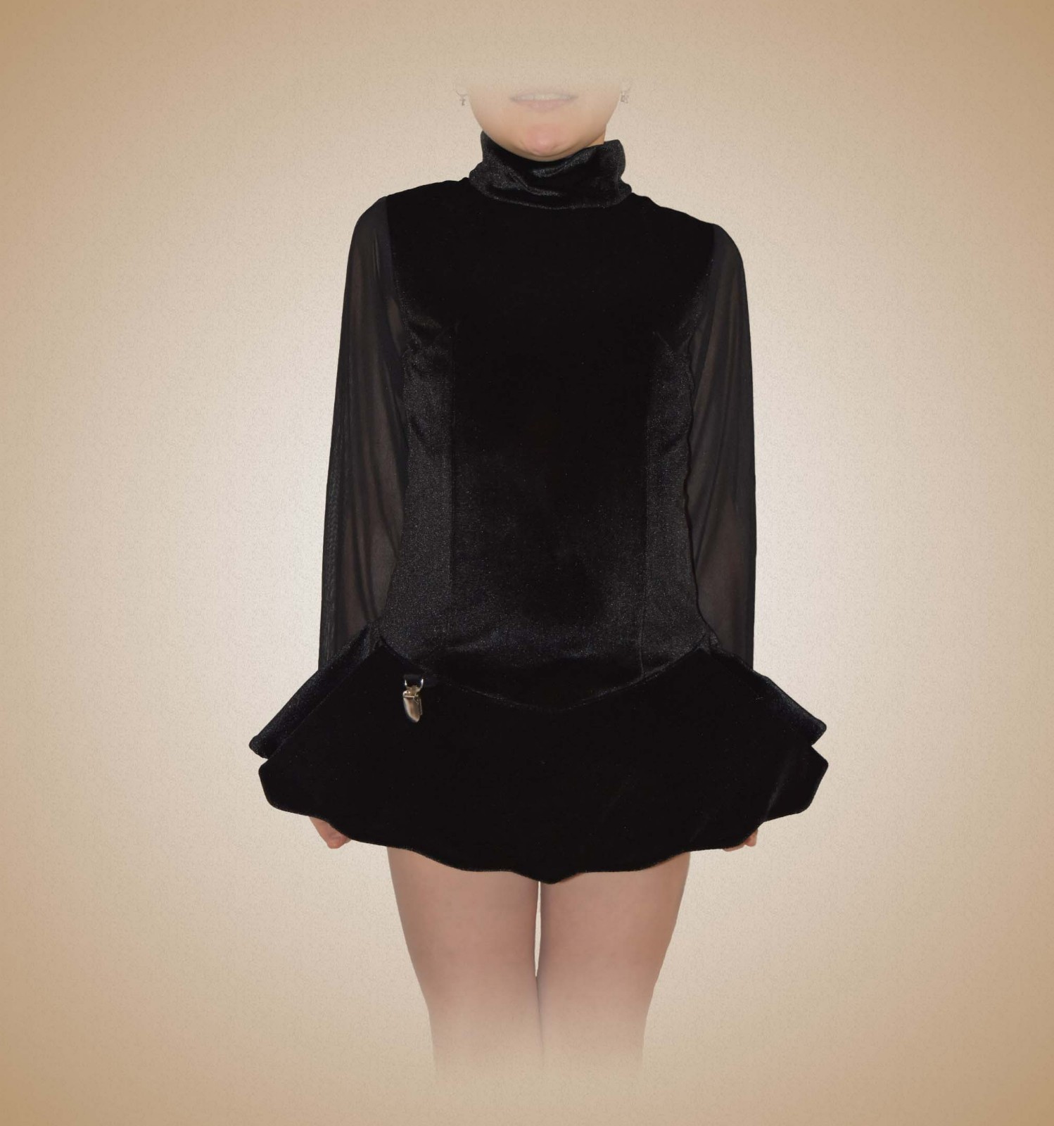 Black Irish Dance Dress – Velvet Body with Mesh Sleeves – NEW – Feis Dress