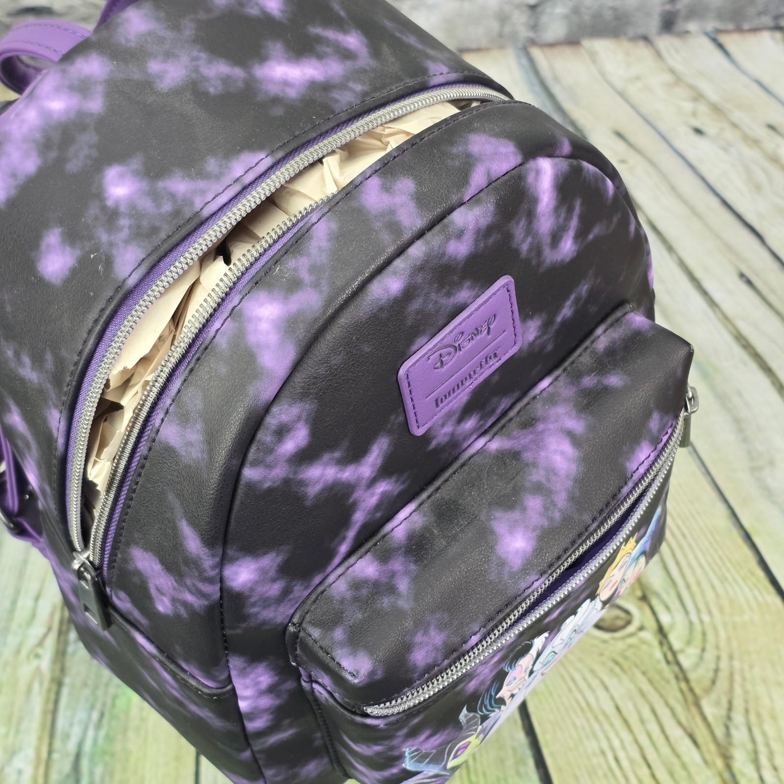 Loungefly Disney Villains Mini Backpack Purple Tie Dye Hot Topic Exclusive NWT