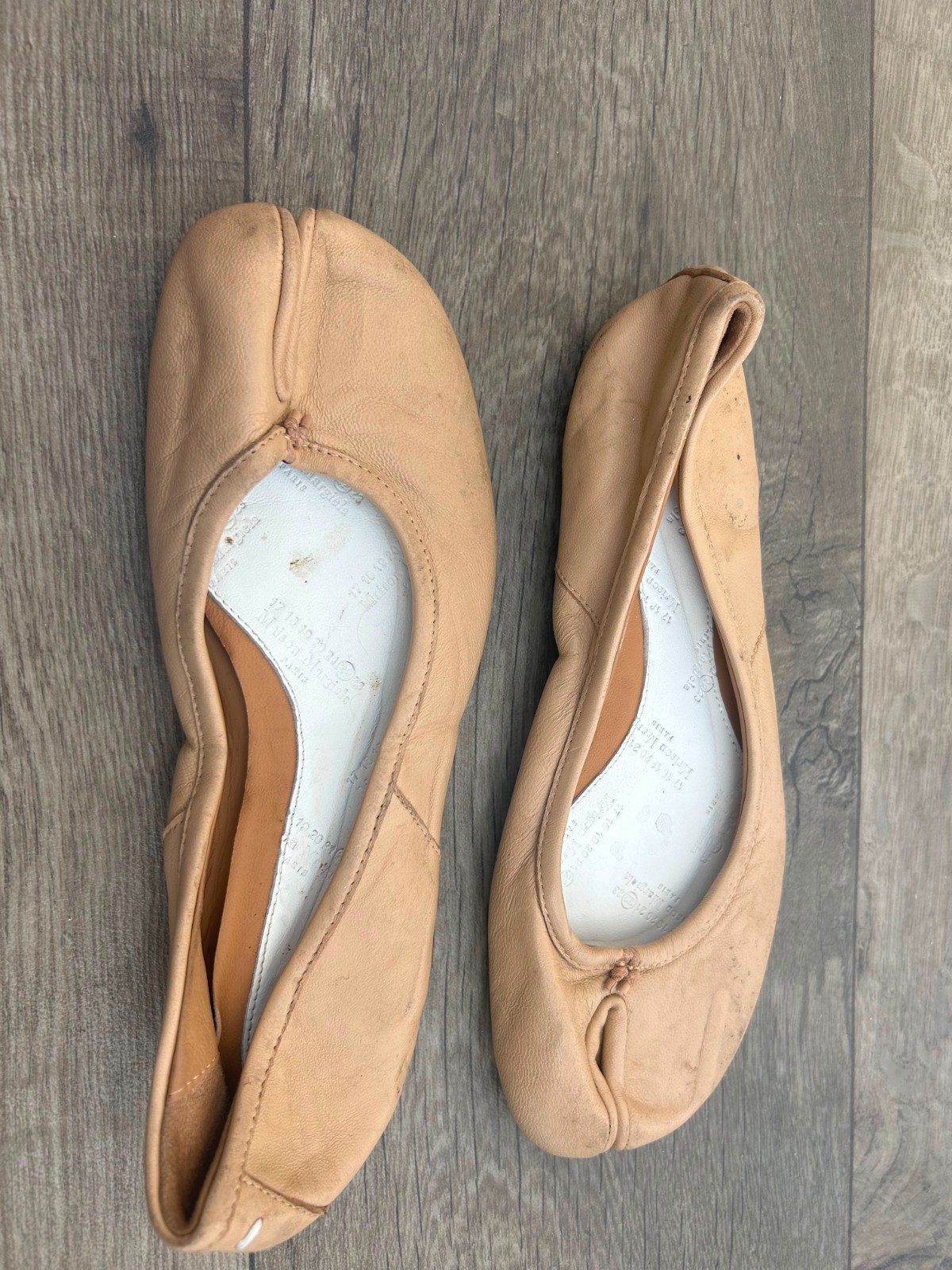 Maison Margiela Tabi Leather Beige Ballerina Flats EU 36 US 6