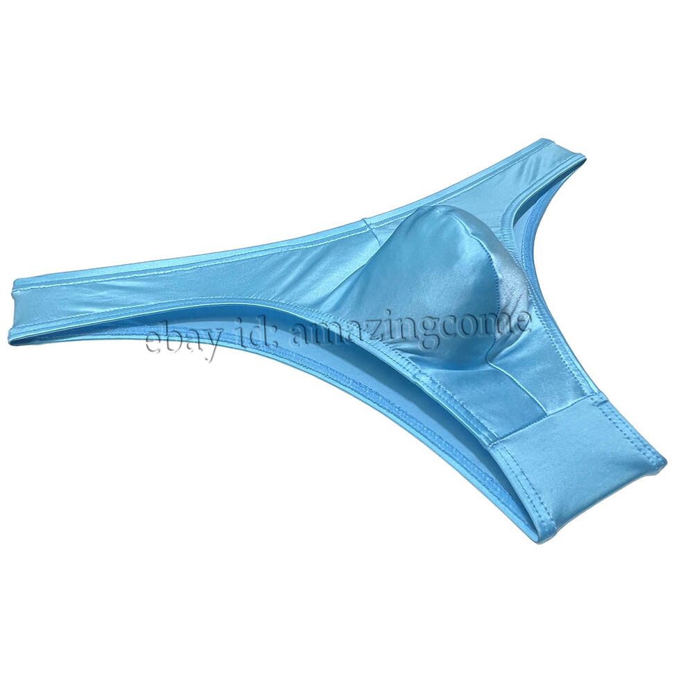 Sex Men Silk Glossy Bikini Briefs Male Cheek Underwear 1/2 Hip Coverage Swimsuit