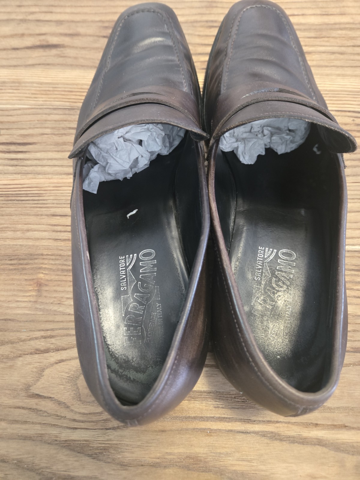 Ferragamo Dark Brown Penny Loafers 12 D