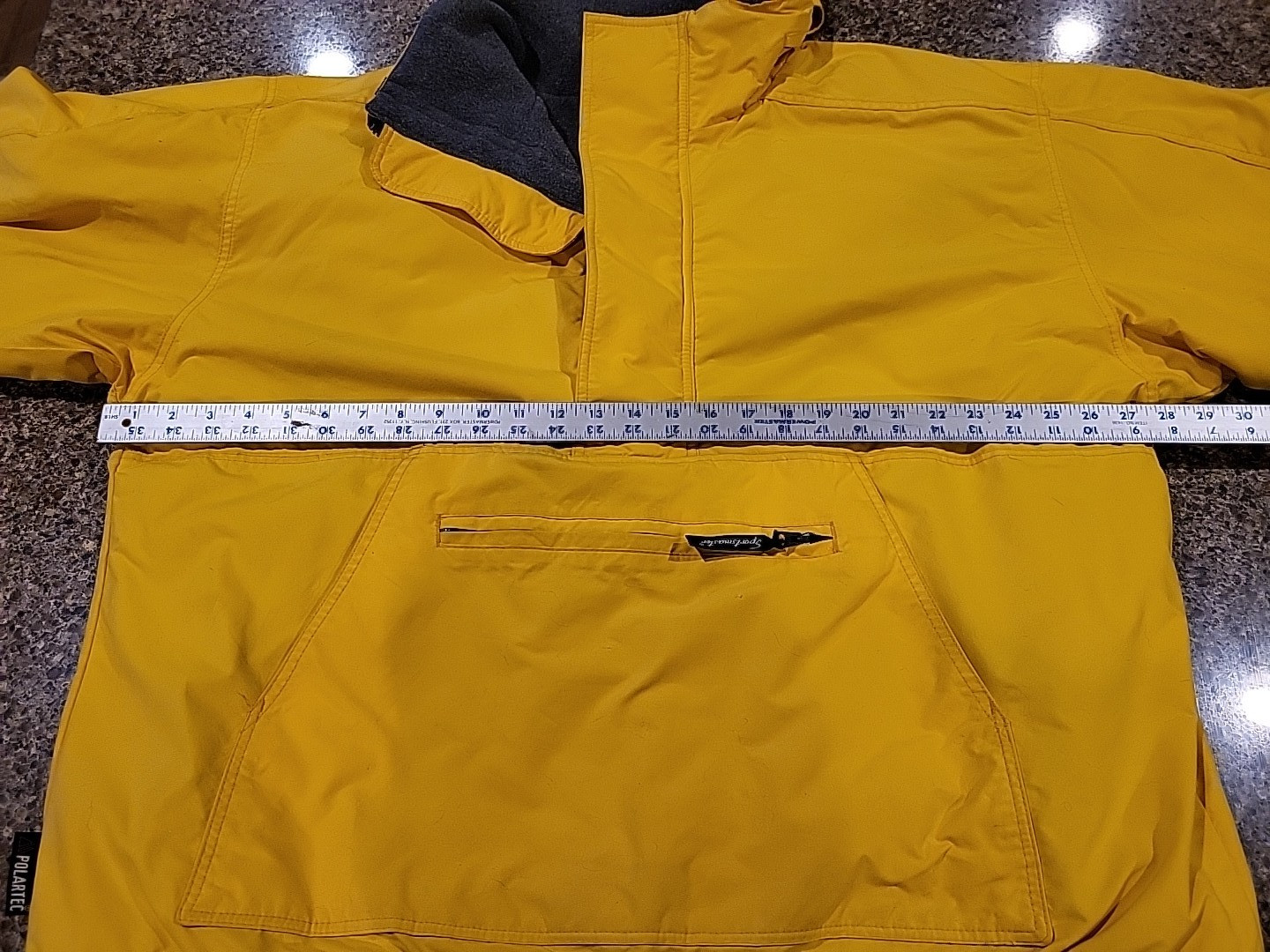 Vintage Sports master Yellow 1/4 Zip Pullover Jacket Large Lined w/Hood USA