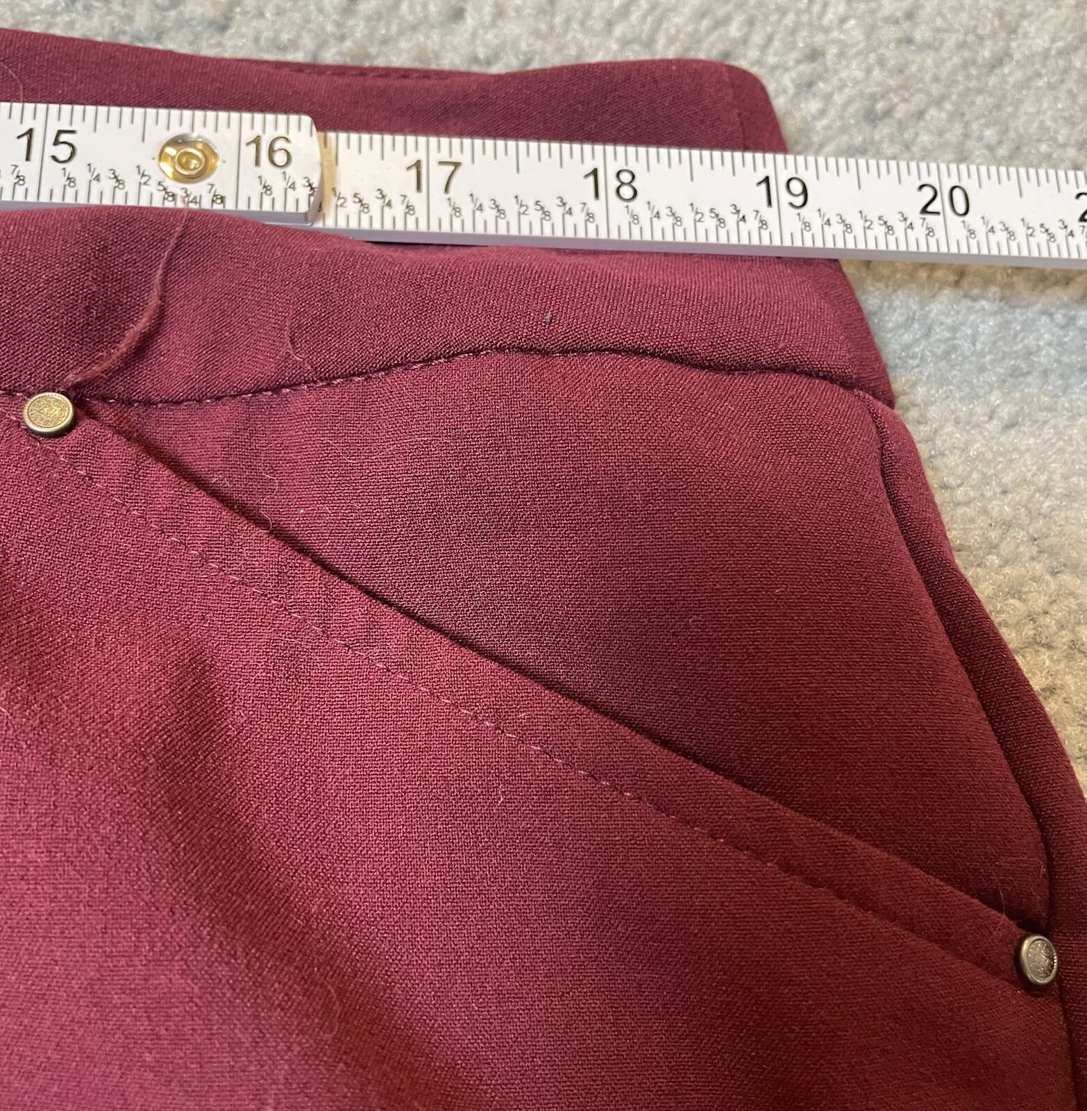 Roz & Ali Woman’s Crop Pants 14W Burgundy High Rise Straight Leg Pockets Stretch
