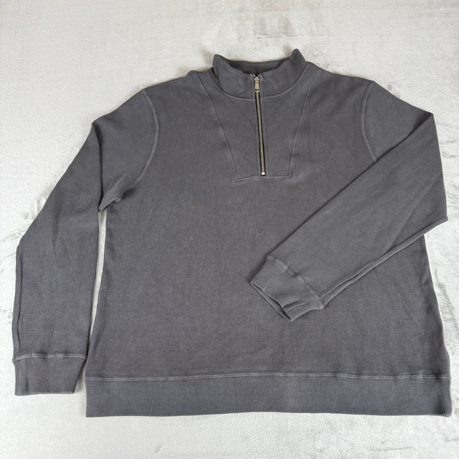 American Giant French Rib Half Zip Sweatshirt Men XL Charcoal Gray $120 USA NWOT
