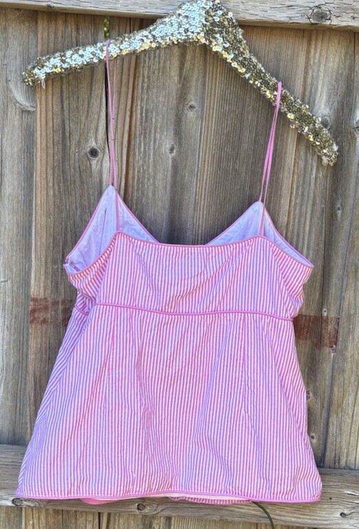 Gap Cami Summer Top Side Zip W 12 Pink White Stripes Lined Fresh Chic Straps