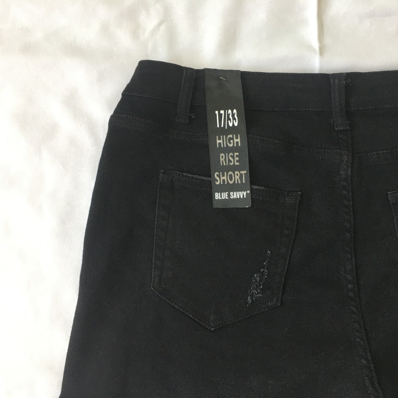 Distressed Womens Black Denim Short High Rise 17 33 Blue Savvy Pockets Stretchy